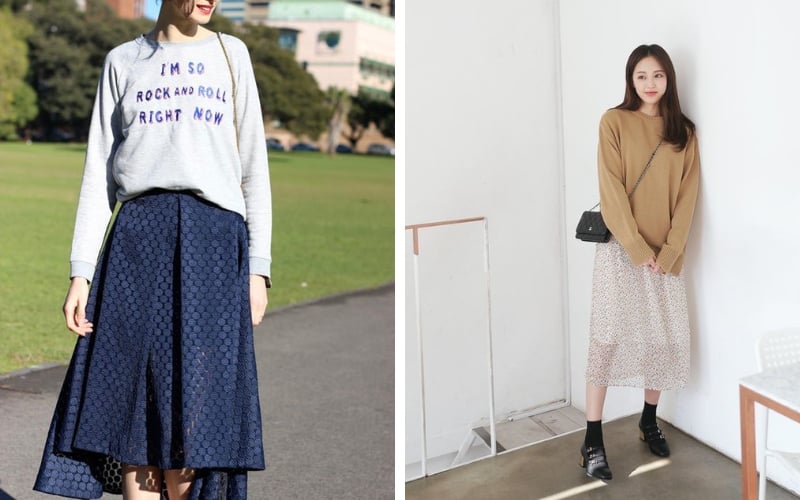 Phom áo to, cổ tròn hoặc có mũ trùm đầu có thể khiến phần cổ và vai trông ngắn lại, làm lộ nhược điểm