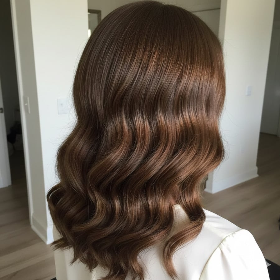 Tóc dài tỉa lớp giúp mái tóc nhẹ hơn, tôn vóc dáng và giữ được vẻ sang trọng tự nhiên.